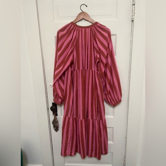 *SOLD* MATTA Jaya Riviera Dress, Barbie pink + brick red stripes - Picture 7 of 7